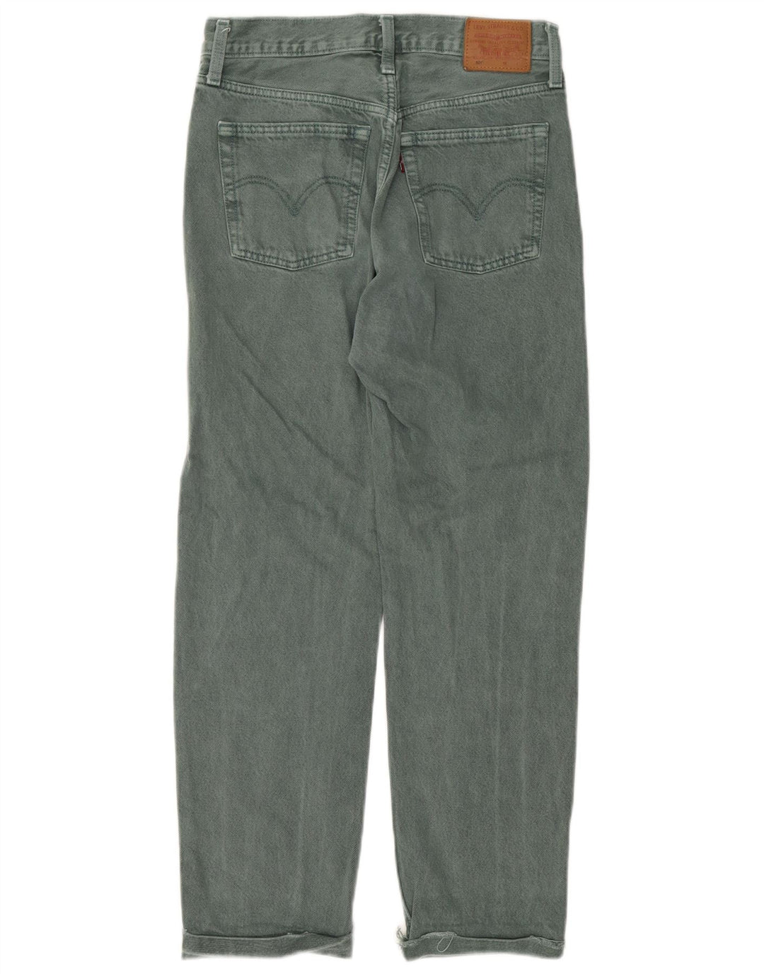 LEVI'S Damen 501 Straight Jeans W27 L28 Grüne Baumwolle
