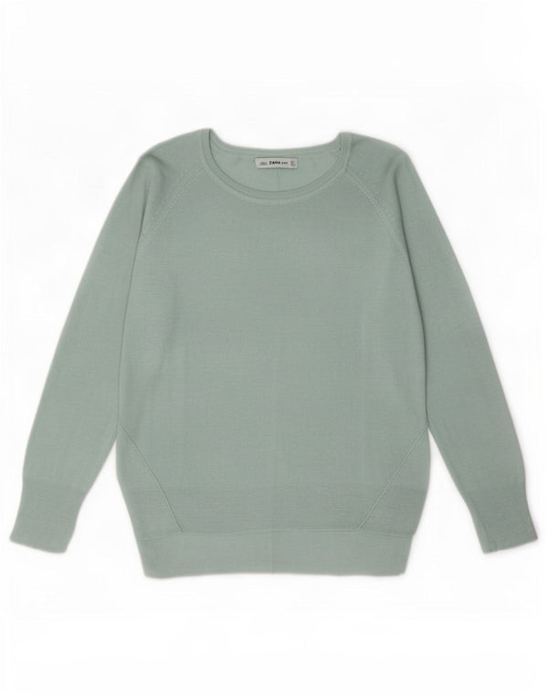 Zara Damen-Pullover mit U-Boot-Ausschnitt, UK 14, große türkisfarbene Viskose