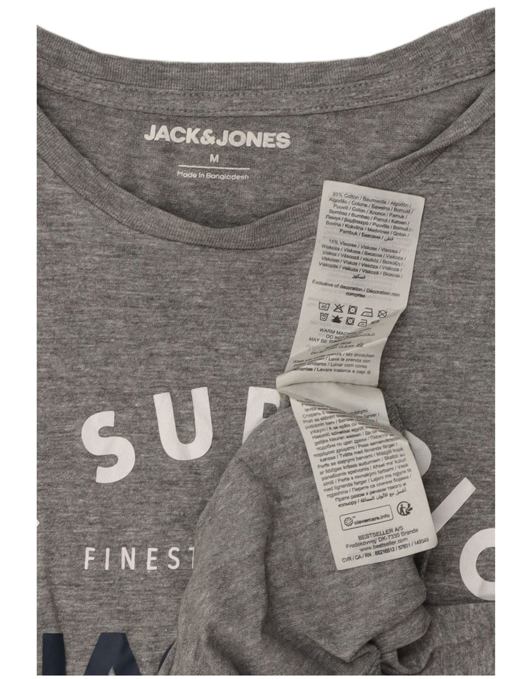 Jack & Jones Herren-T-Shirt mit Grafik, mittelgrau gesprenkelte Baumwolle