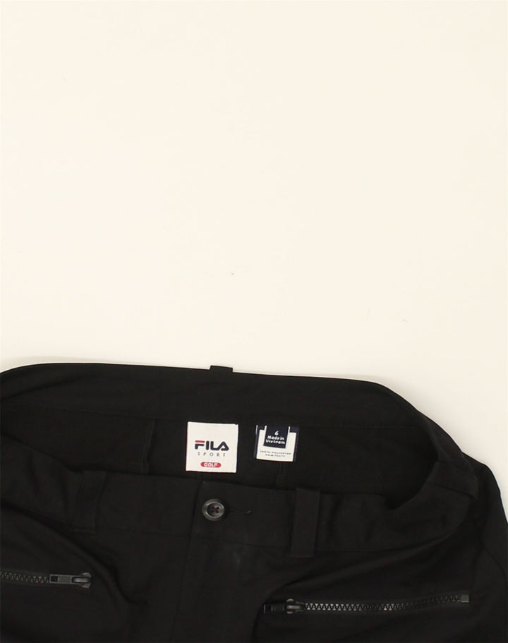 FILA Womens Straight Capri Trousers US 6 Medium W30 L20 Black Polyester | Vintage Fila | Thrift | Second-Hand Fila | Used Clothing | Messina Hembry 