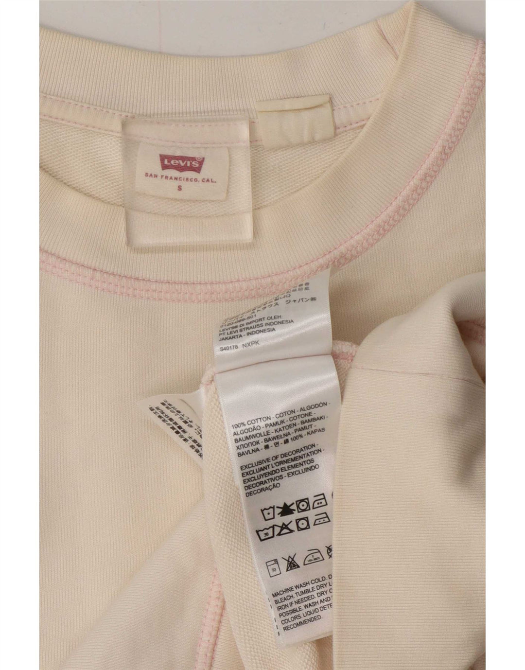Levi's Damen-Sweatshirt in Übergröße, Gr. 10, Größe S, cremefarbene Baumwolle