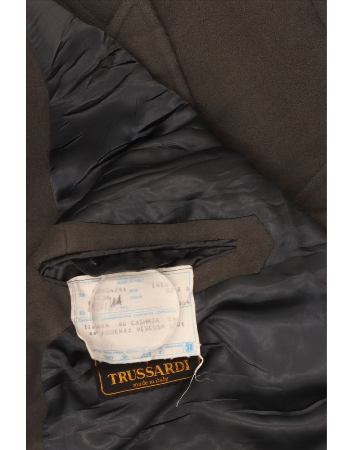Trussardi Herren Zweireihiger Mantel IT 52 XL Khaki Wolle