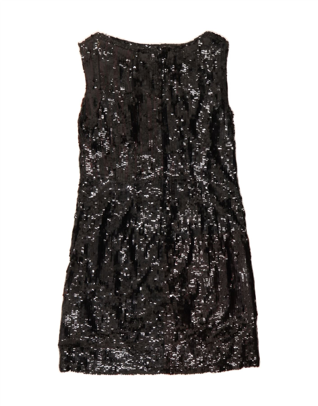 VINTAGE Womens Sleeveless Sequin Shift Dress UK 12 Medium Black Vintage Vintage and Second-Hand Vintage from Messina Hembry 