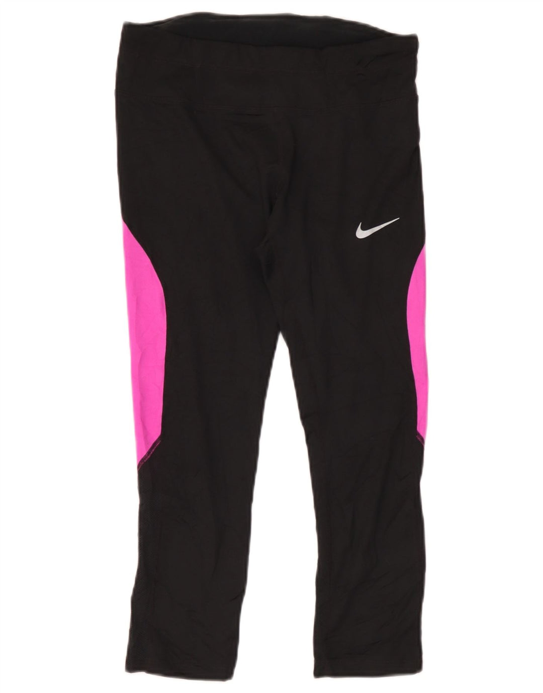 Nike Damen Dri Fit Leggings UK 12 Mittelschwarzes Colourblock-Polyester
