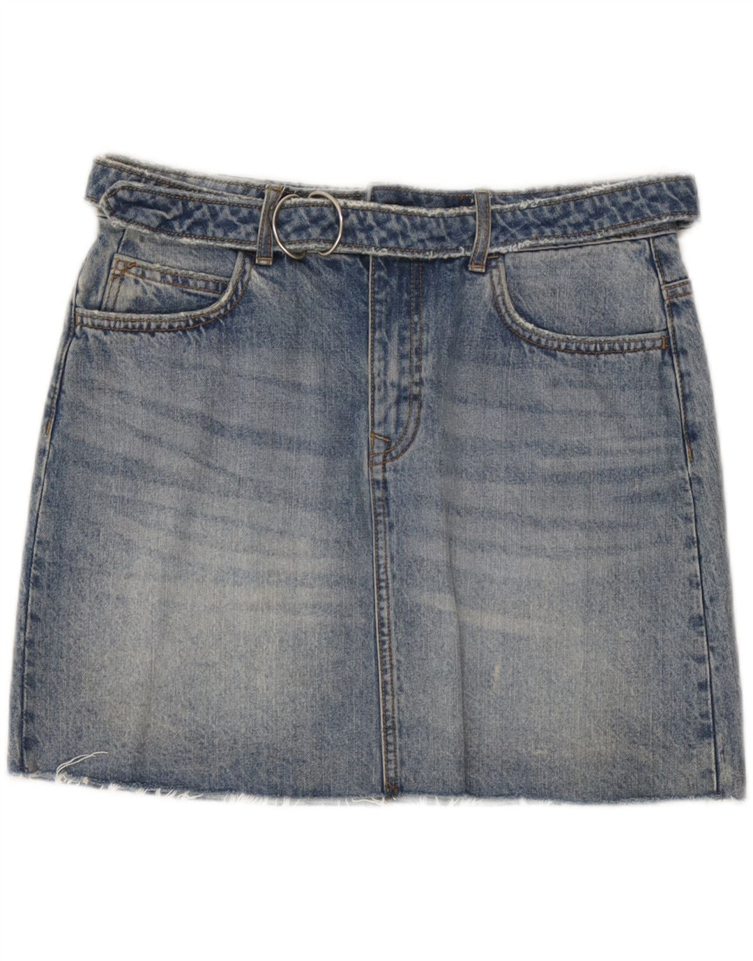 Zara Damen Z1975 Mini-Jeansrock Medium W32 Blaue Baumwolle