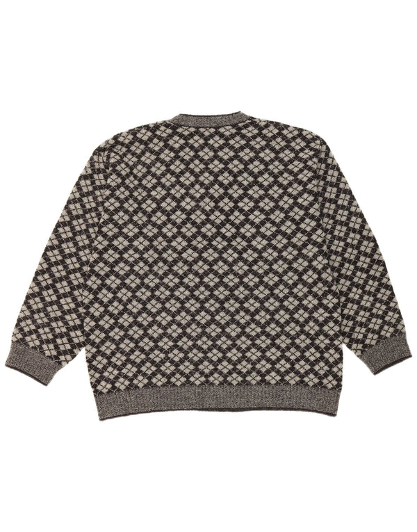 Gioferrari Herren-Pullover mit V-Ausschnitt IT 54 XL Grau Argyle/Diamant