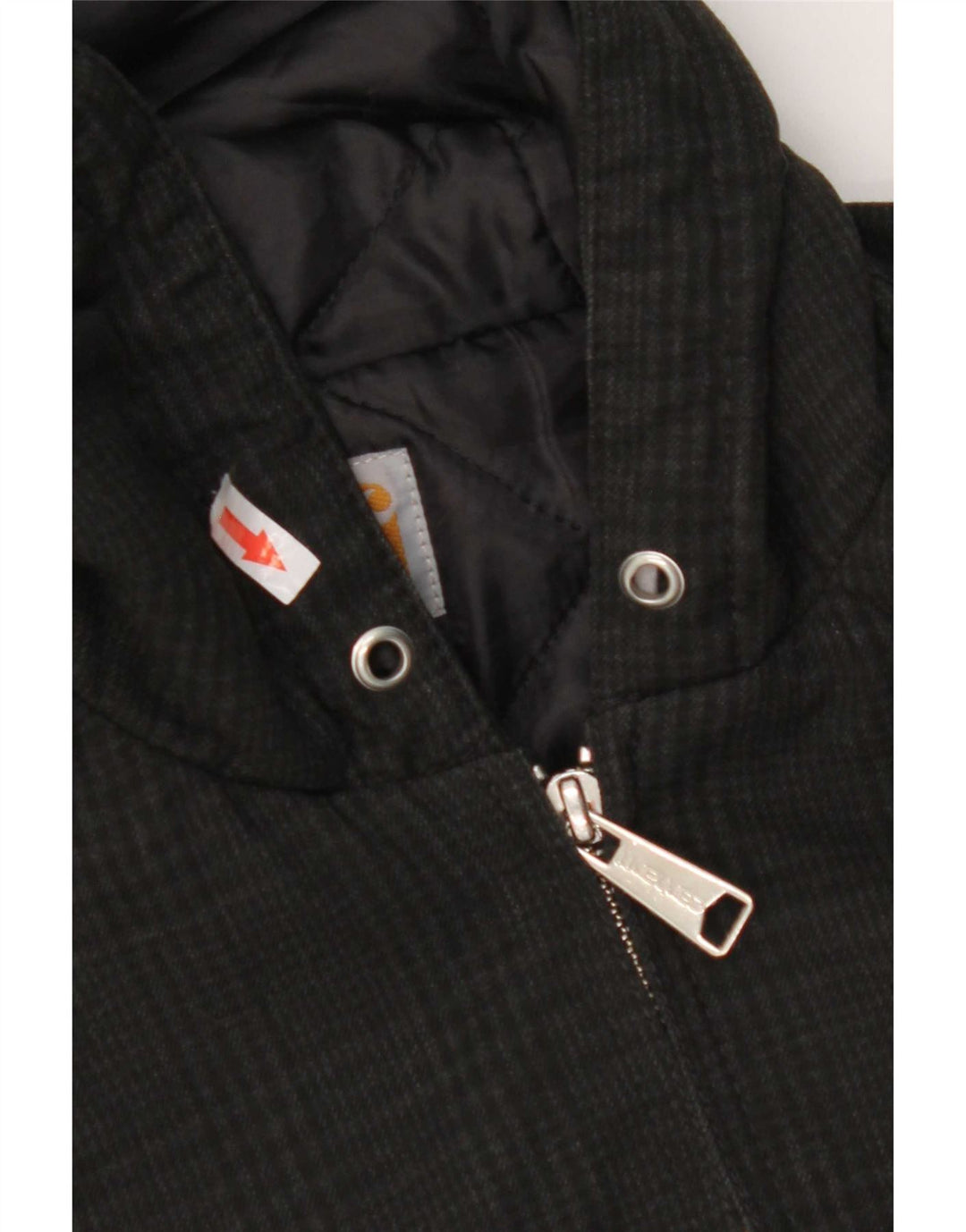 Carhartt Damen Bomberjacke mit Kapuze UK 6 XS Schwarz kariertes Polyester