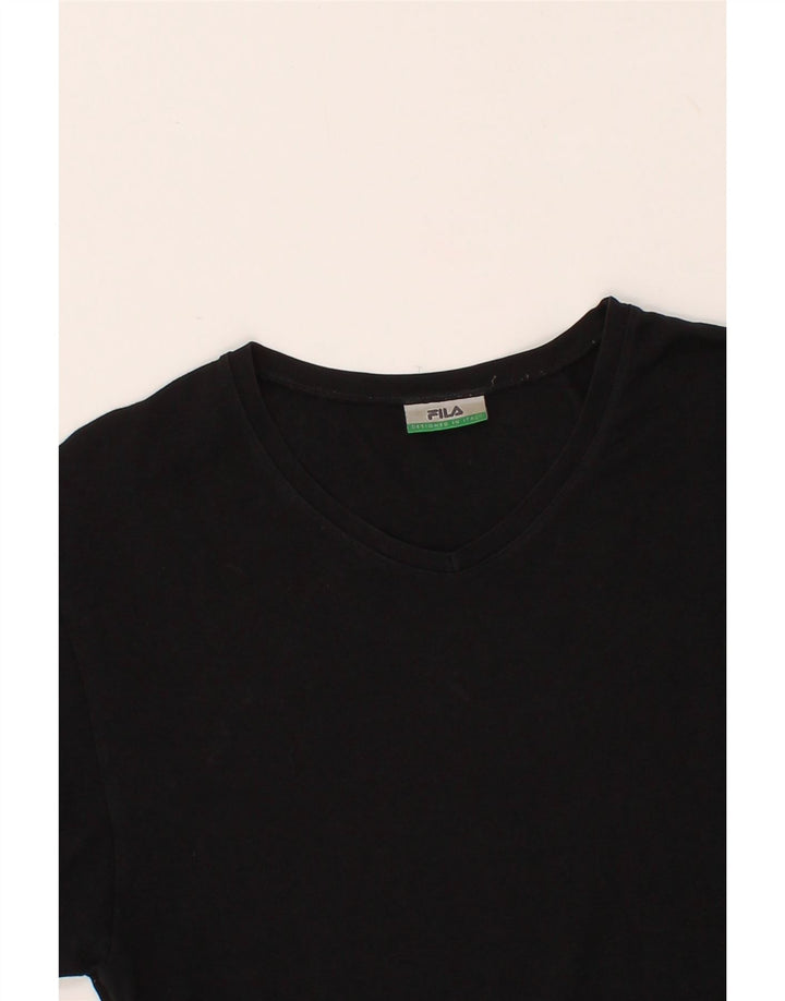 FILA Womens T-Shirt Top UK 12 Medium Black Vintage Fila and Second-Hand Fila from Messina Hembry 