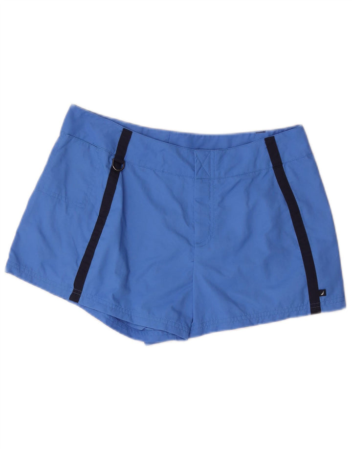 Nautica Damen Freizeitshorts Medium W30 Blaues Colourblock-Nylon