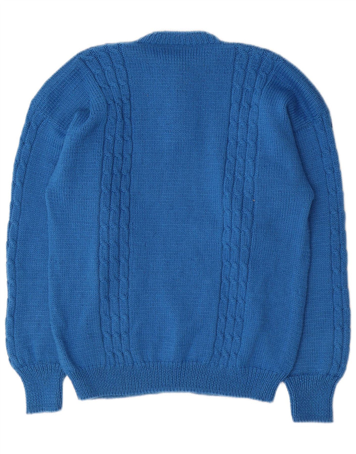 Vintage Damen Pullover mit Knopfkragen, UK 14, Mittelblau