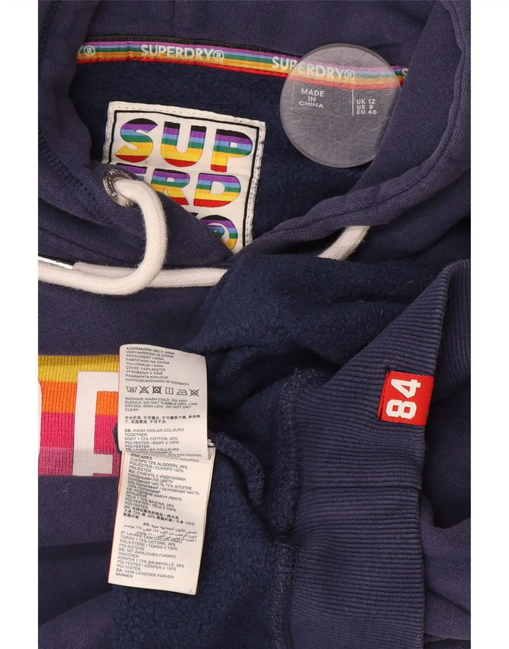 Superdry Graphic Hoodie-Pullover für Damen, UK 12, mittelmarineblau, gestreift, Baumwolle