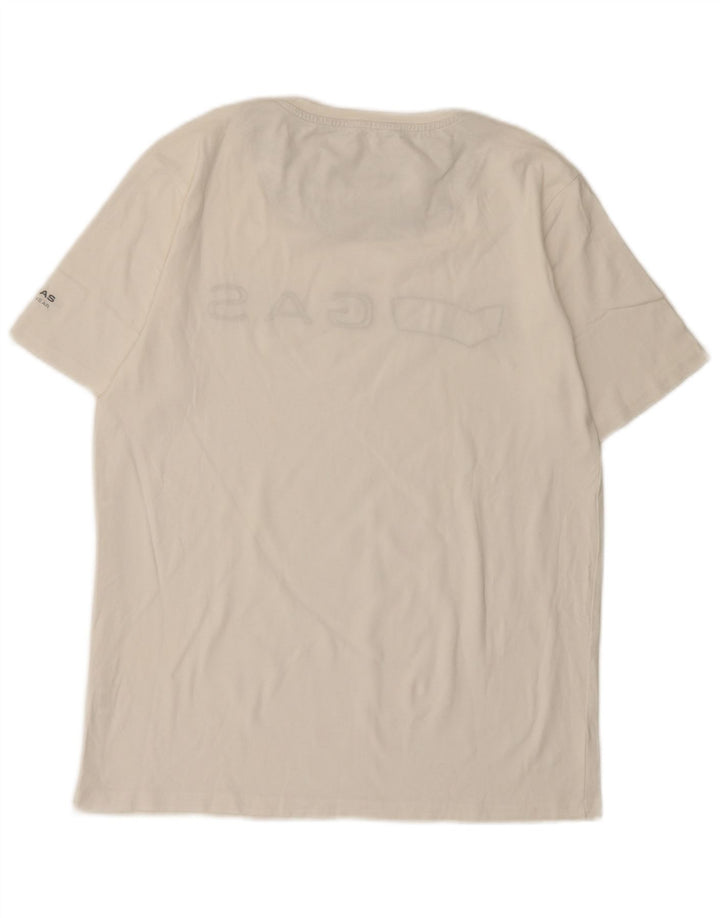 Gas Herren-T-Shirt mit Grafik, Größe L, aus weißer Baumwolle