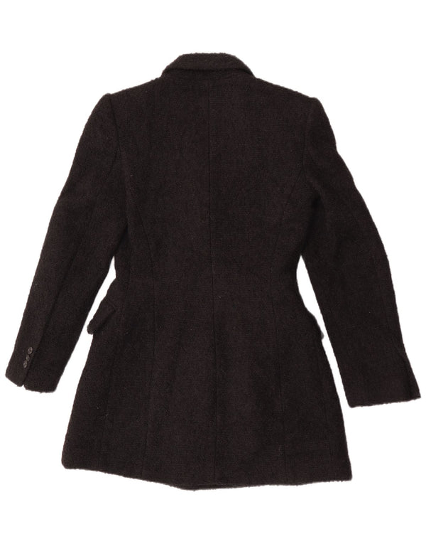 Zara Damen Longline Zweireiher Blazer Jacke UK 10 Small Schwarz