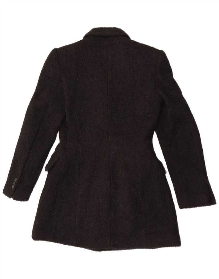 Zara Damen Longline Zweireiher Blazer Jacke UK 10 Small Schwarz