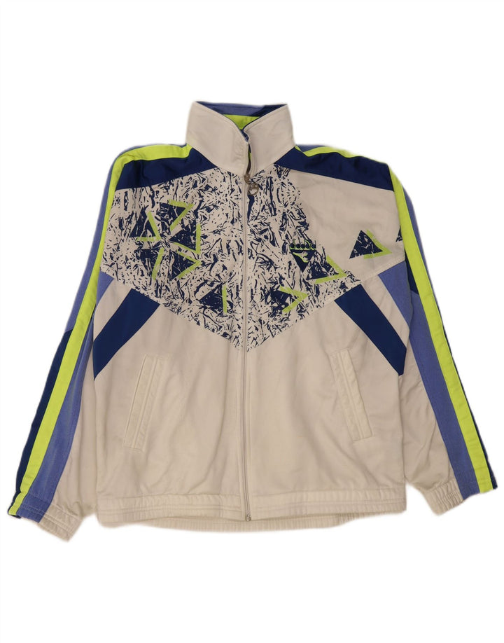 DIADORA Herren-Trainingsanzug-Top-Jacke, UK 40, mittelweißes Colourblock-Polyester