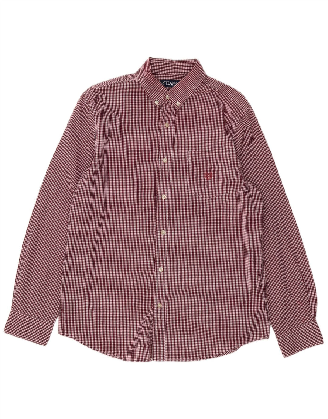 Chaps Herren-Hemd mit individueller Passform, großes rotes Gingham-Baumwolle