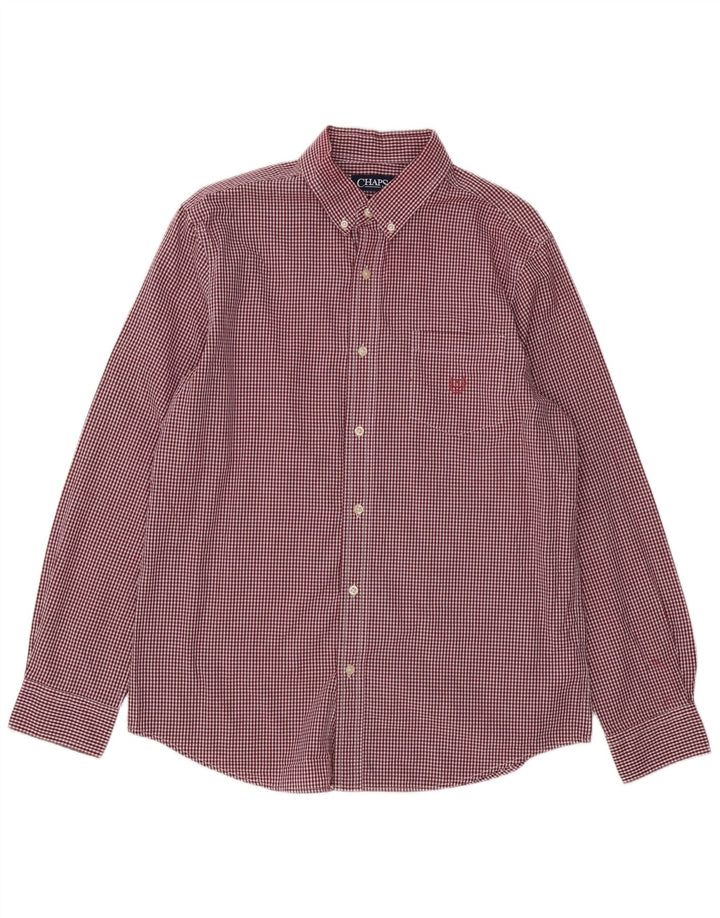 Chaps Herren-Hemd mit individueller Passform, großes rotes Gingham-Baumwolle