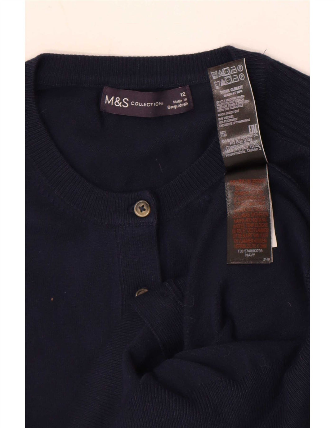 Marks & Spencer Damen-Cardigan-Pullover UK 12 Mittelmarineblaue Viskose