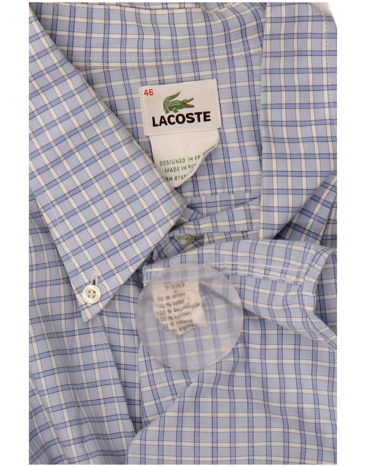 Lacoste Herrenhemd Größe 46 2XL Blaue Gingham-Baumwolle