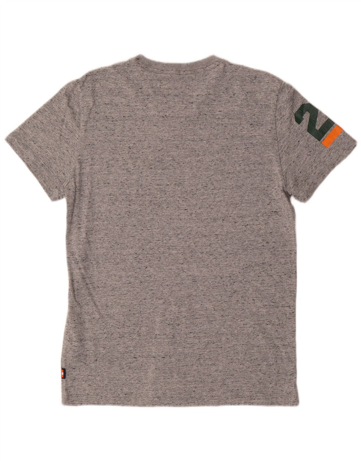 Superdry Herren Grafik-T-Shirt-Oberteil, groß, grau gesprenkelte Baumwolle