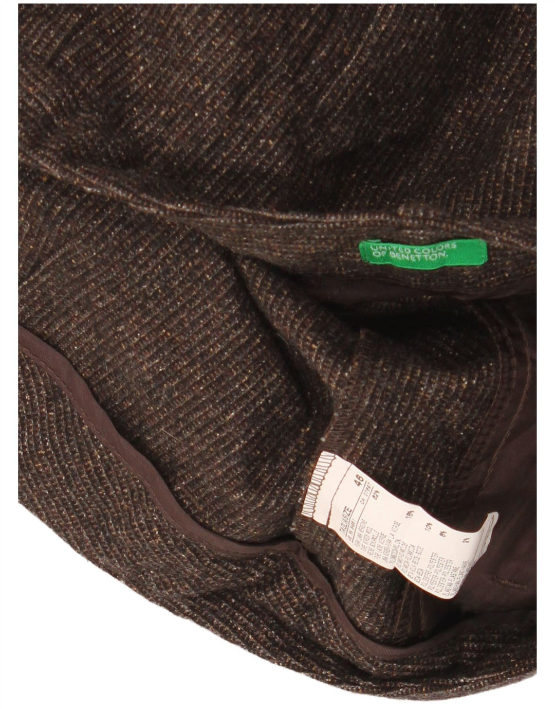 BENETTON Damen Chinoshorts IT 46 Large W34 Braun meliert Schurwolle