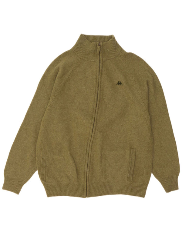Kappa Damen Strickjacke Pullover UK 22 3XL Khaki Schurwolle
