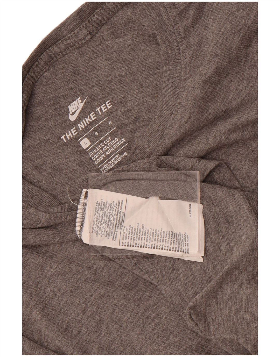 Nike Herren-T-Shirt mit sportlichem Schnitt und Grafik, Größe L, aus grauer Baumwolle