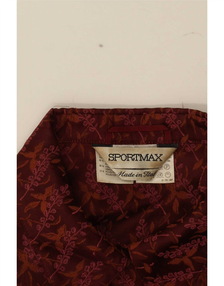 Sportmax Damen-Blazer mit kurzen Ärmeln, UK 12, Mittelbraun mit Blumenmuster