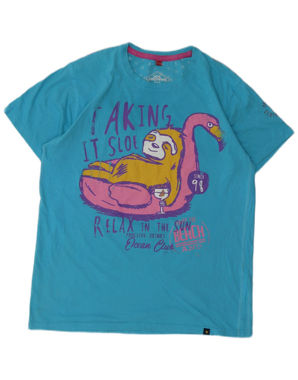 JOE BROWNS Herren-T-Shirt mit Grafik, Größe L, aus blauer Baumwolle