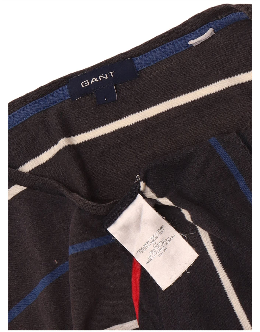 GANT Herren-T-Shirt-Oberteil, groß, grau gestreift, Baumwolle