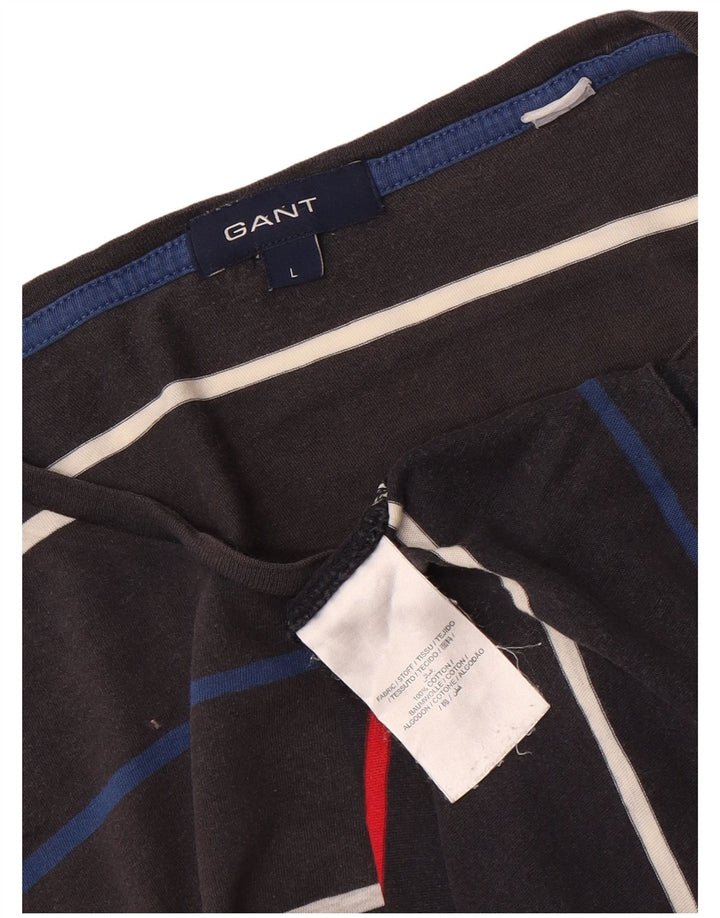 GANT Herren-T-Shirt-Oberteil, groß, grau gestreift, Baumwolle