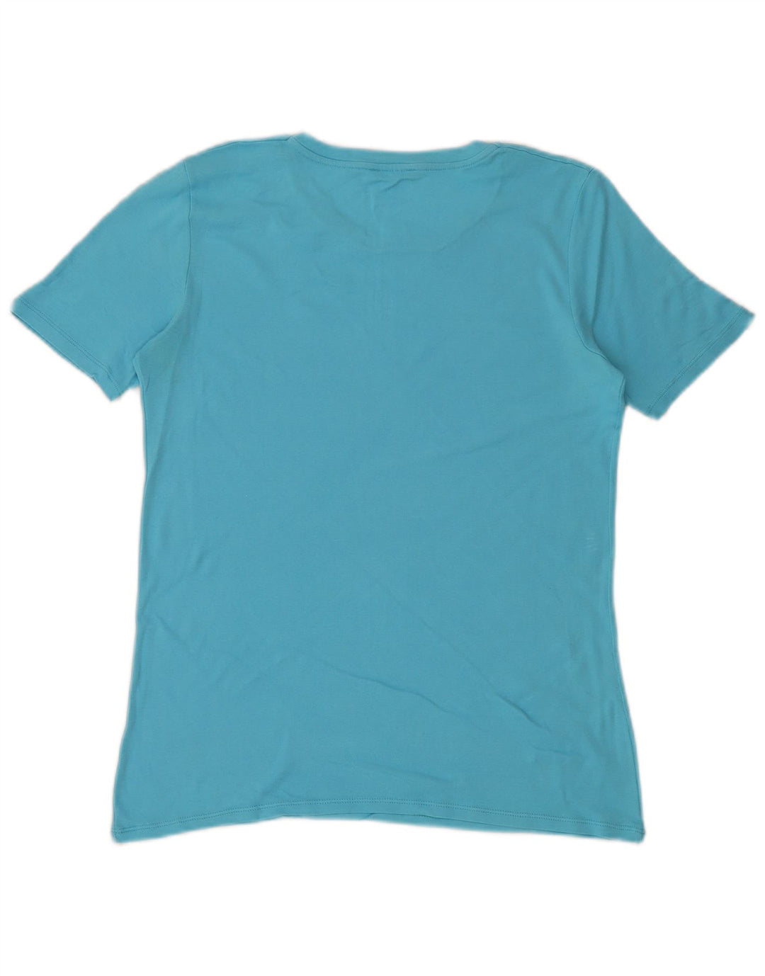 Benetton Damen Grafik-T-Shirt-Oberteil UK 14 Mittelblau