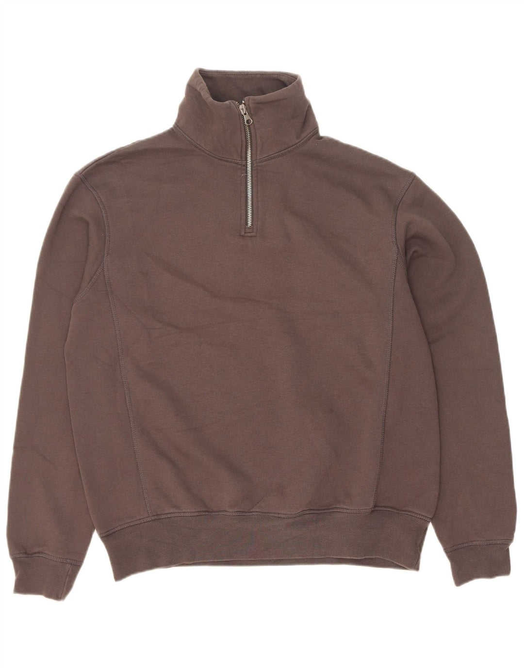 Zara Herren-Sweatshirt mit Reißverschluss am Hals, kleine graue Baumwolle
