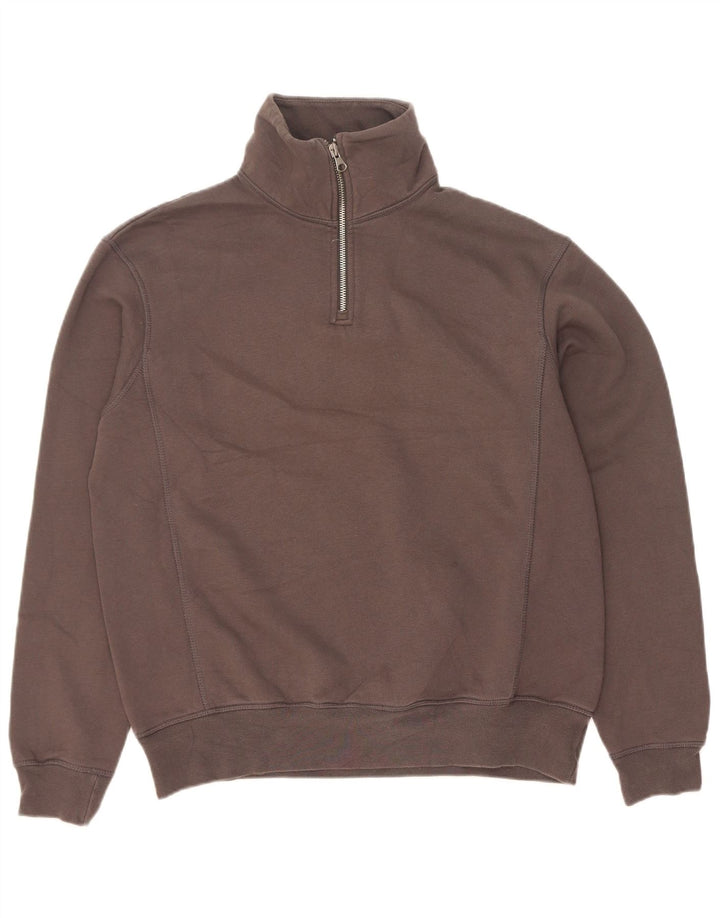 Zara Herren-Sweatshirt mit Reißverschluss am Hals, kleine graue Baumwolle
