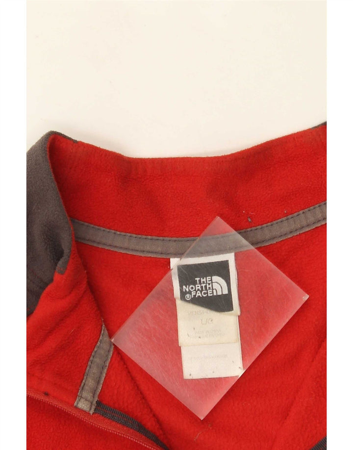The North Face Herren-Fleecepullover mit Reißverschluss am Hals, großes rotes Farbblock-Polyester
