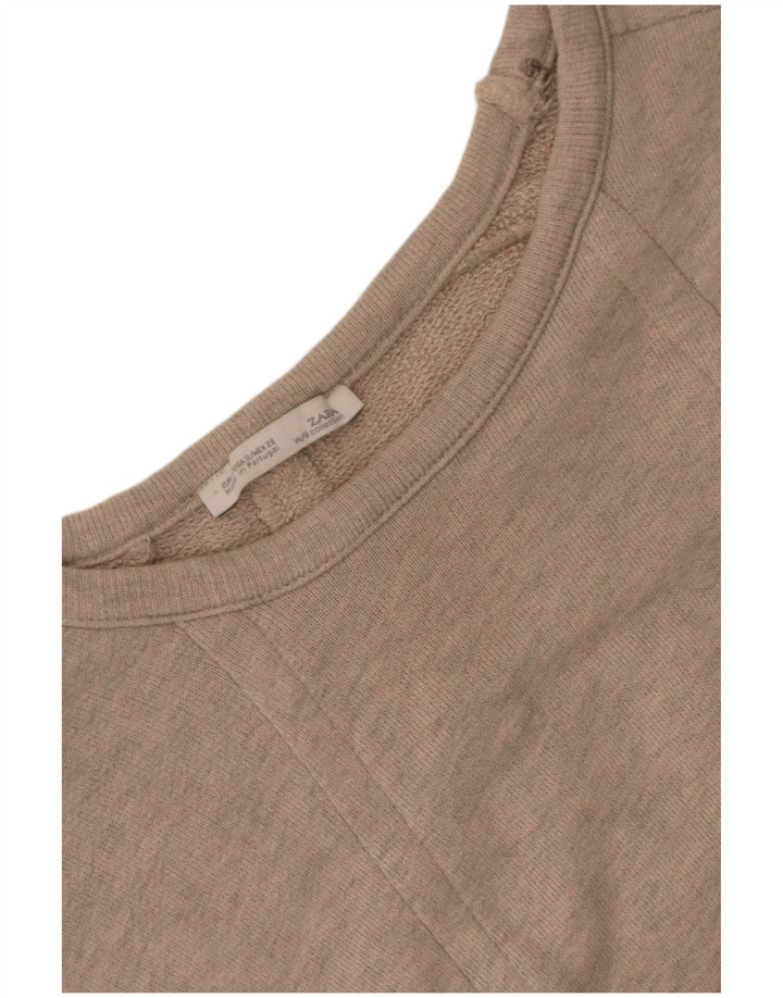 Kurzärmliger, übergroßer Sweatshirt-Pullover für Damen von Zara, Gr. 10, Größe S, Beige