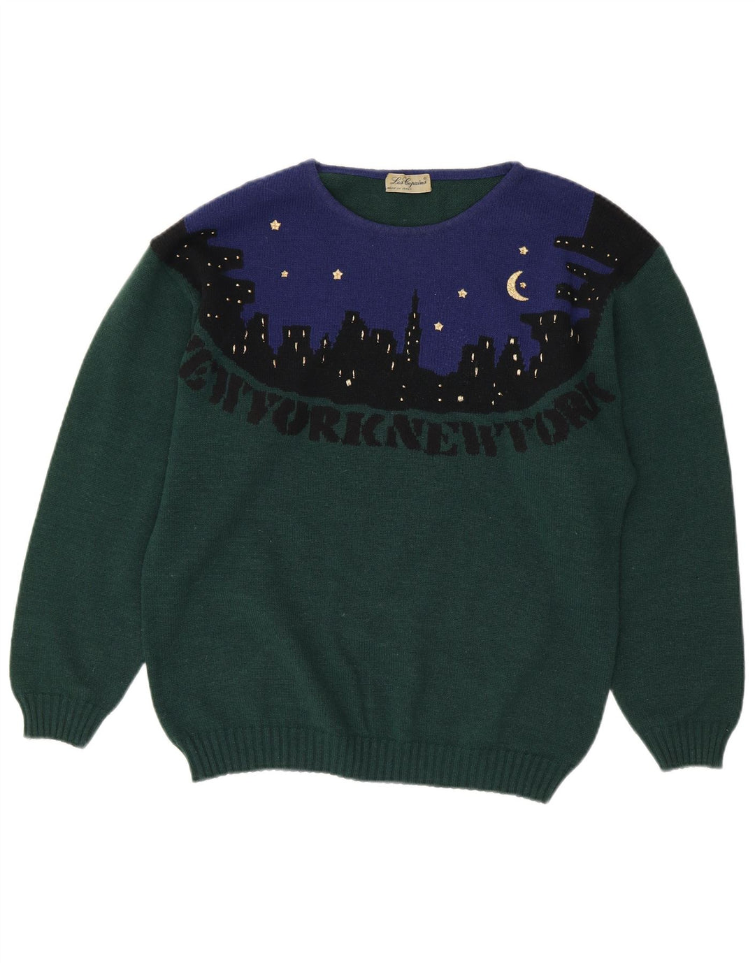 LES COPAINS Damen-Pullover mit Rundhalsausschnitt, Gr. 18, XL, Grün, Farbblock