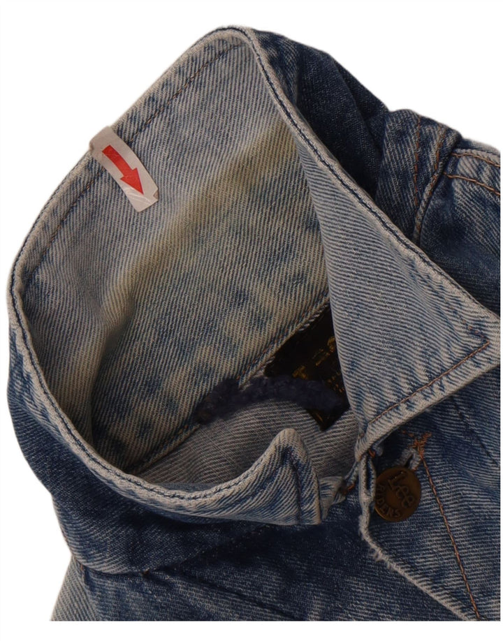 Lee Damen Crop Denim Jacke UK 12 Mittelblau