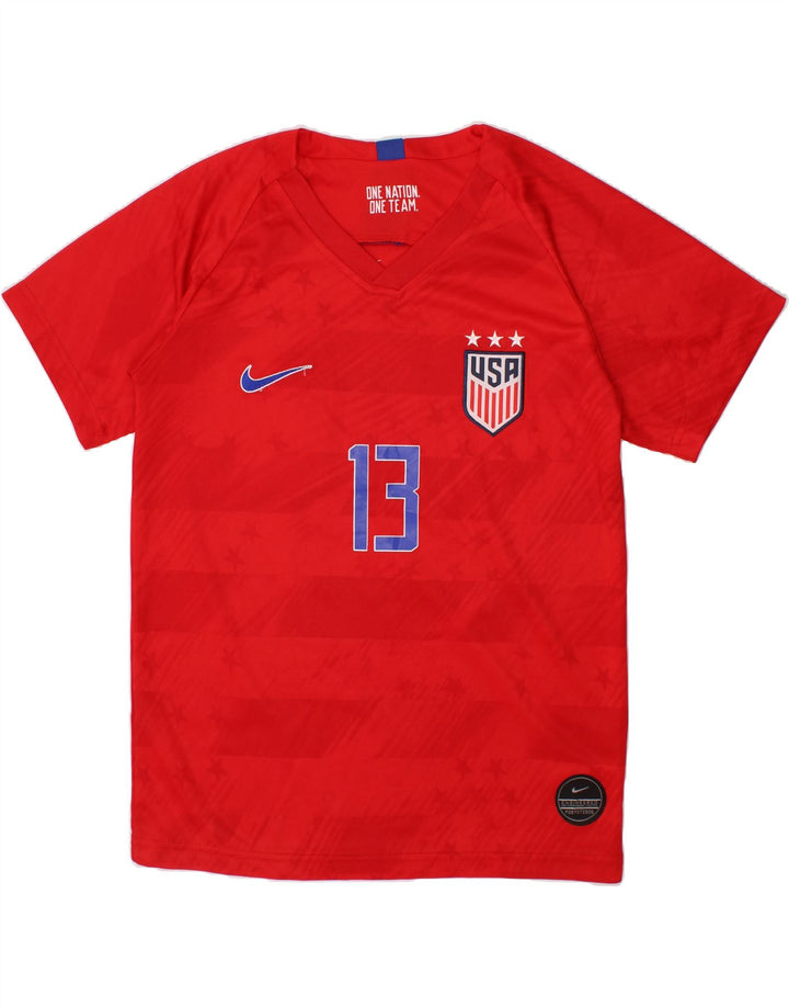 NIKE Boys USA Graphic T-Shirt Top 8-9 Years Red Polyester Vintage Nike and Second-Hand Nike from Messina Hembry 