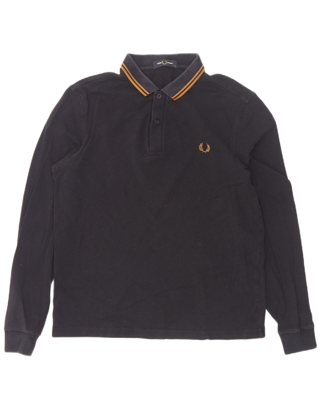 Fred Perry Herren-Langarm-Poloshirt aus mittelblauer, gestreifter Baumwolle
