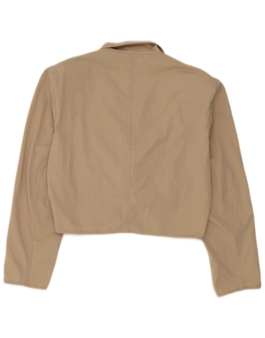 Stefanel Damen Crop 2 Button Blazer Jacke UK 16 Large Beige Polyester