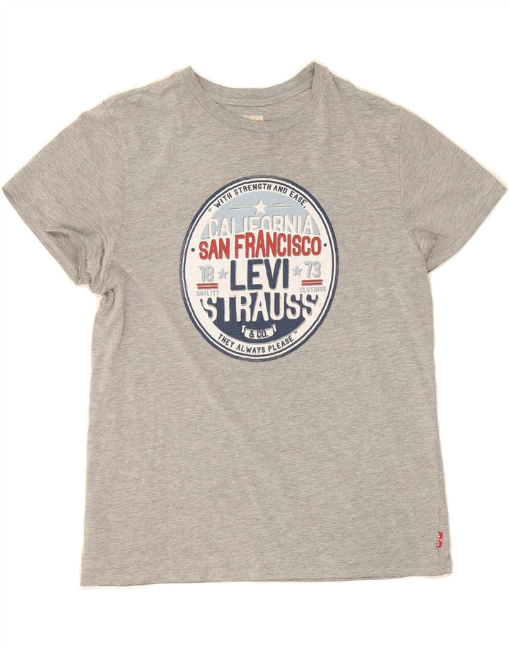 LEVI'S Boys Graphic T-Shirt Top 15-16 Years Grey Cotton Vintage Levi's and Second-Hand Levi's from Messina Hembry 