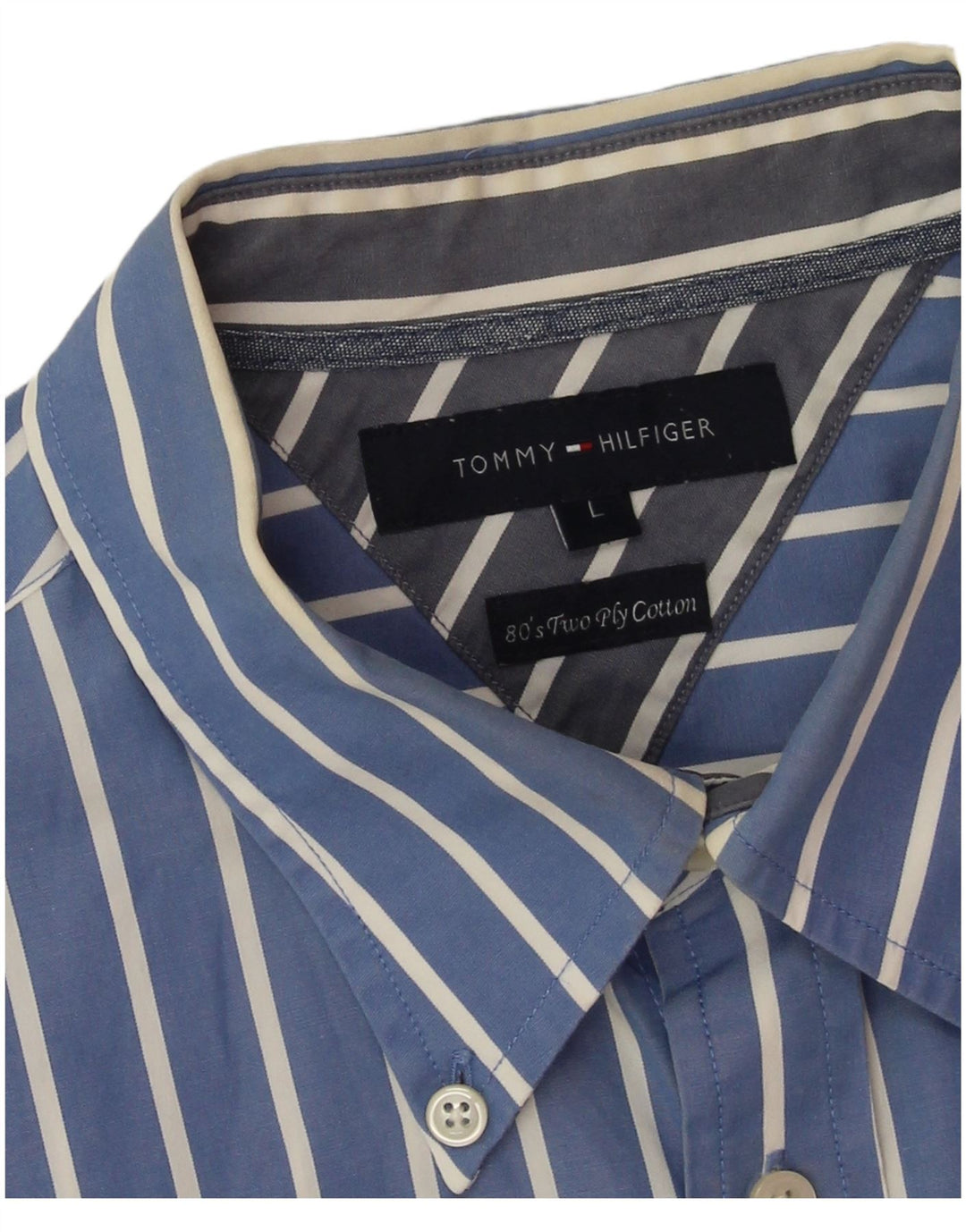 Tommy Hilfiger Herrenhemd, groß, blau gestreift, Baumwolle