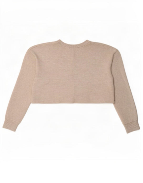 Zara Damen Crop Oversized Top Langarm UK 10 Small Beige Polyester