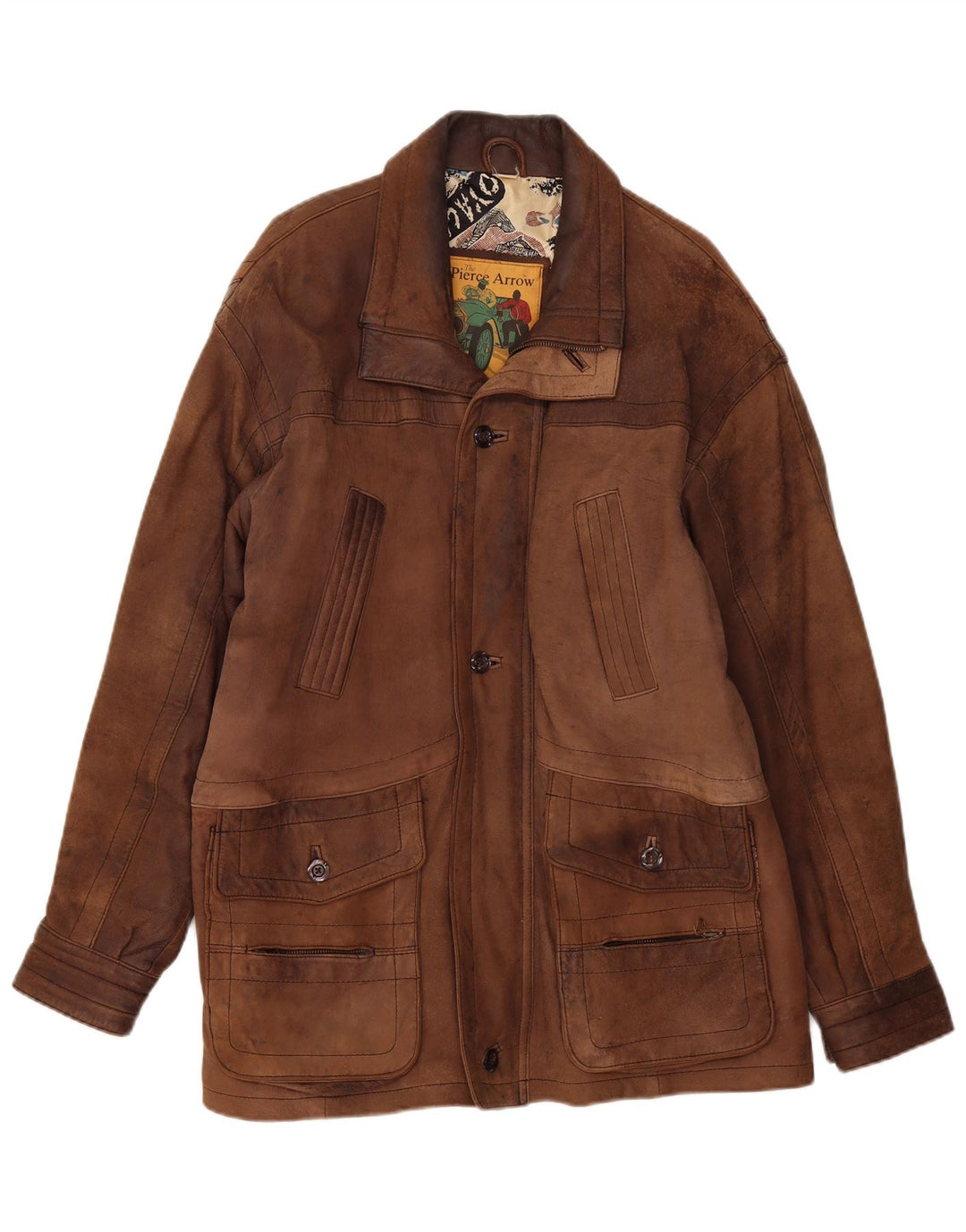 PIERCE ARROW Herren Ledermantel EU 54 2XL Braun