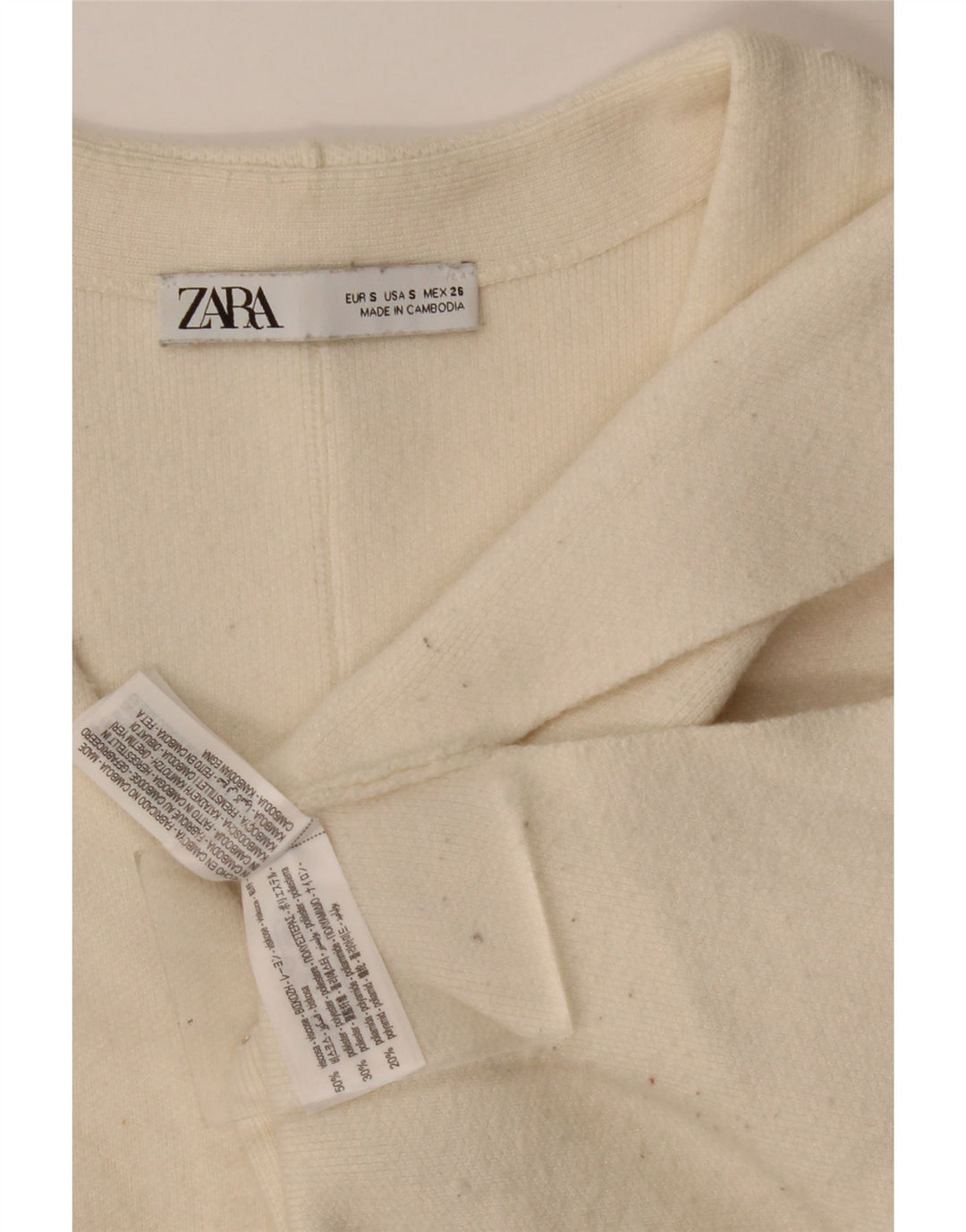 Zara Damen-Cardigan-Pullover UK 10 Small Beige Viskose