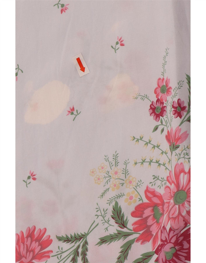 Benetton Damen Kurzarmhemd IT 46 Große blaue Viskose mit Blumenmuster