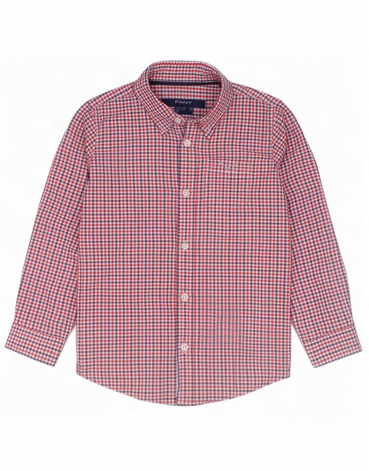 Gant Baby-Jungen-Hemd, 3–6 Monate, rotes Gingham-Baumwolle