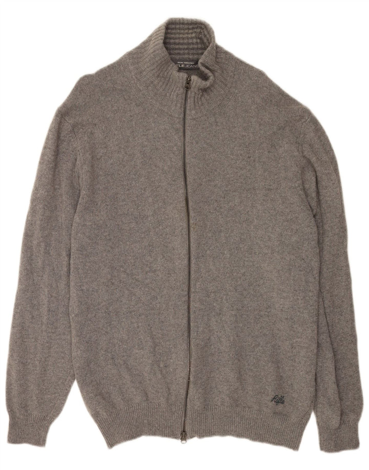 Rifle Herren Strickjacke 2XL Graue Wolle