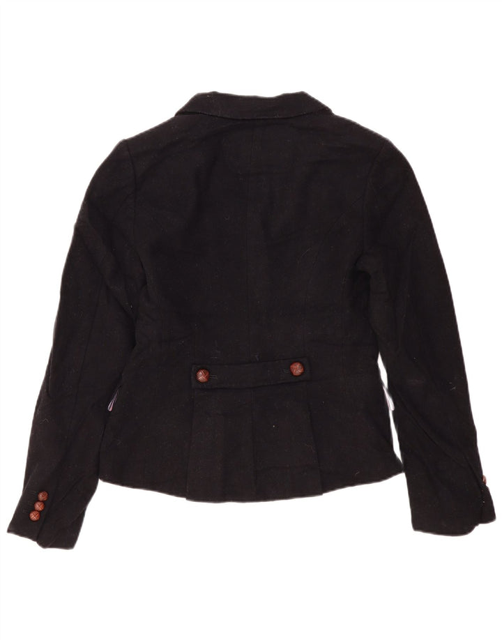 Jack Wills Damen-Blazerjacke mit 3 Knöpfen, Gr. 10, Größe S, schwarze Wolle